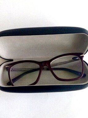 Kam Dhillon Crawford Purple Cateye Shape Prescription Eye Glasses Eyewear & Case